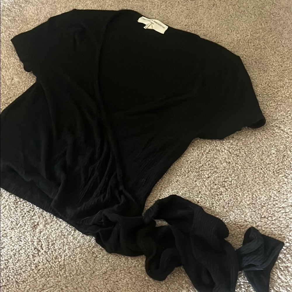 Urban Outfitters Black Wrap Bodysuit Blouse